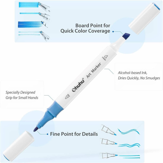 Ohuhu Oahu Alcohol Art Markers Σετ Μαρκαδόρων 48 χρωμάτων Fine & Chisel Ohuhu Oahu Alcohol Art Markers Σετ Μαρκαδόρων 48 χρωμάτων Fine & Chisel