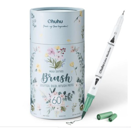Ohuhu Σετ 60 Μαρκαδόρων με Βάση το Νερό Brush & Fineliner