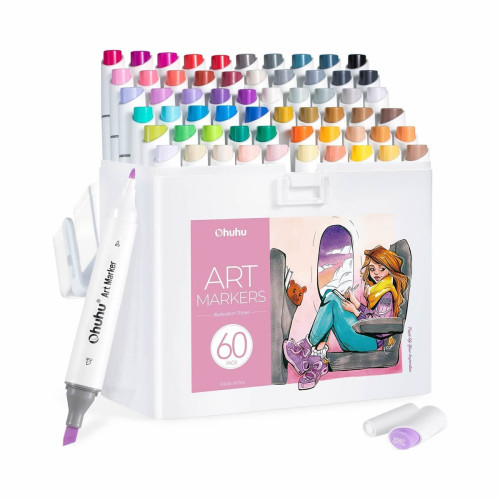 Ohuhu Kaala Alcohol Art Markers Σετ 60 Χρωμάτων Chisel & Fine
