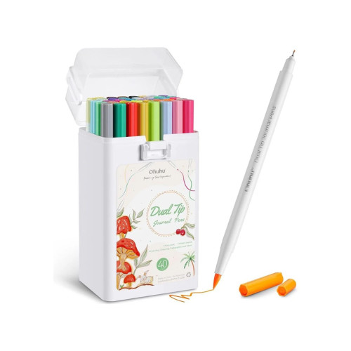 Ohuhu Art Marker Σετ 40 Μαρκαδόρων με Βάση το Νερό Brush & Fineliner