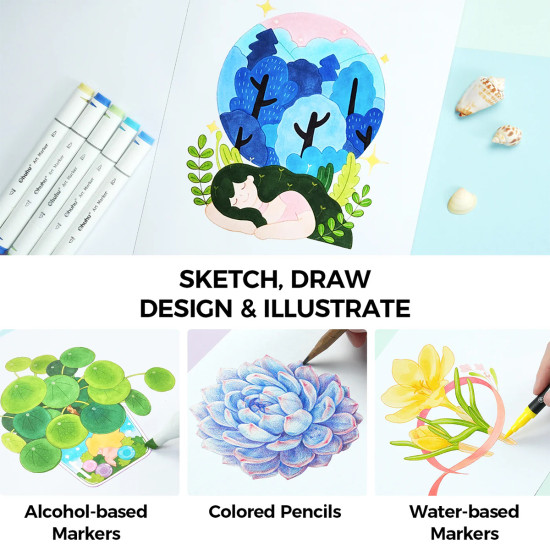 Ohuhu Marker Bleedproof Sketchbook 22.9 x 30.50cm 150gr Ohuhu Marker Bleedproof Sketchbook 22.9 x 30.50cm 150gr