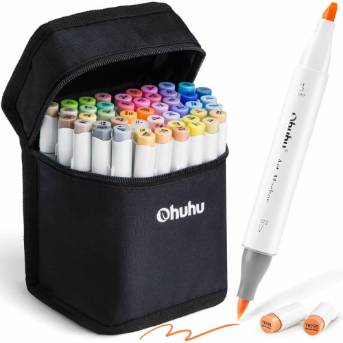 Ohuhu Honolulu Alcohol Art Markers Σετ Μαρκαδόρων 48 Mid-tone χρωμάτων Brush & Chisel