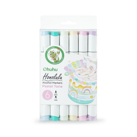 Ohuhu Honolulu Alcohol Art Markers Σετ 6 Pastel Χρωμάτων Brush & Chisel Ohuhu Honolulu Alcohol Art Markers Σετ 6 Pastel Χρωμάτων Brush & Chisel
