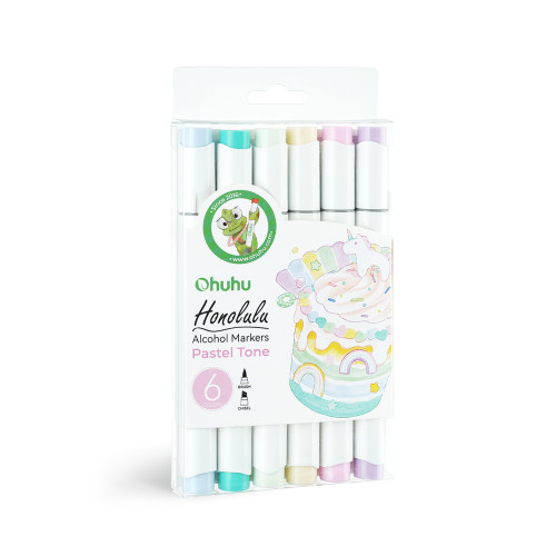 Ohuhu Honolulu Alcohol Art Markers Σετ 6 Pastel Χρωμάτων Brush & Chisel Ohuhu Honolulu Alcohol Art Markers Σετ 6 Pastel Χρωμάτων Brush & Chisel