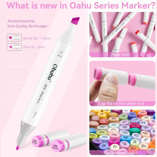 Ohuhu Oahu Alcohol Art Markers Σετ Μαρκαδόρων 40 χρωμάτων Fine & Chisel Ohuhu Oahu Alcohol Art Markers Σετ Μαρκαδόρων 40 χρωμάτων Fine & Chisel