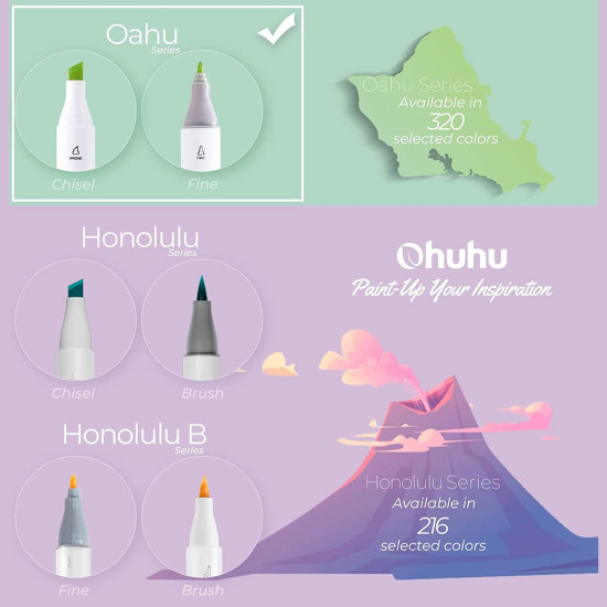Ohuhu Oahu Alcohol Art Markers Σετ Μαρκαδόρων 40 χρωμάτων Fine & Chisel Ohuhu Oahu Alcohol Art Markers Σετ Μαρκαδόρων 40 χρωμάτων Fine & Chisel