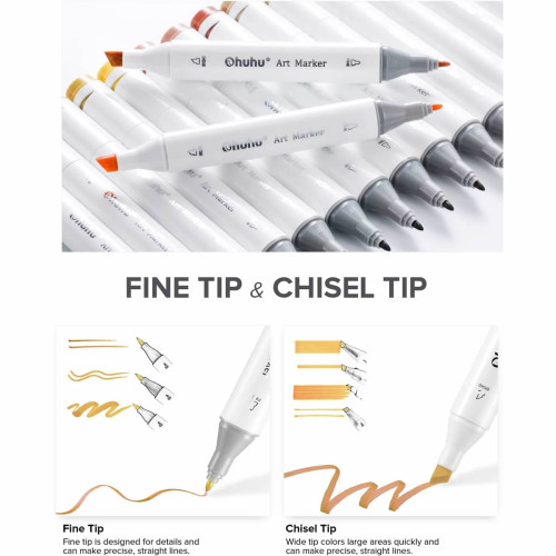 Ohuhu Oahu Alcohol Art Markers Σετ Μαρκαδόρων 40 χρωμάτων Fine & Chisel Ohuhu Oahu Alcohol Art Markers Σετ Μαρκαδόρων 40 χρωμάτων Fine & Chisel