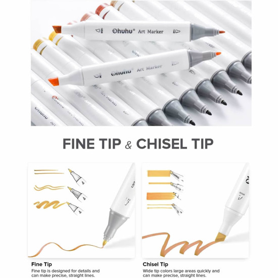 Ohuhu Oahu Alcohol Art Markers Σετ Μαρκαδόρων 40 χρωμάτων Fine & Chisel Ohuhu Oahu Alcohol Art Markers Σετ Μαρκαδόρων 40 χρωμάτων Fine & Chisel