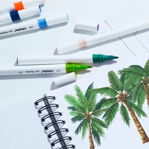Ohuhu Oahu Alcohol Art Markers Σετ Μαρκαδόρων 48 χρωμάτων Fine & Chisel