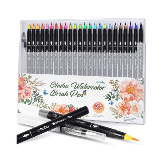 Ohuhu Watercolor Brush Markers Σετ 25 Μαρκαδόρων Brush Ohuhu Watercolor Brush Markers Σετ 25 Μαρκαδόρων Brush