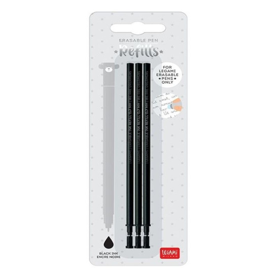 Legami Milano Erasable Ανταλλακτικό Μελάνι για Στυλό σε Μαύρο χρώμα 3τμχ REFEP0004