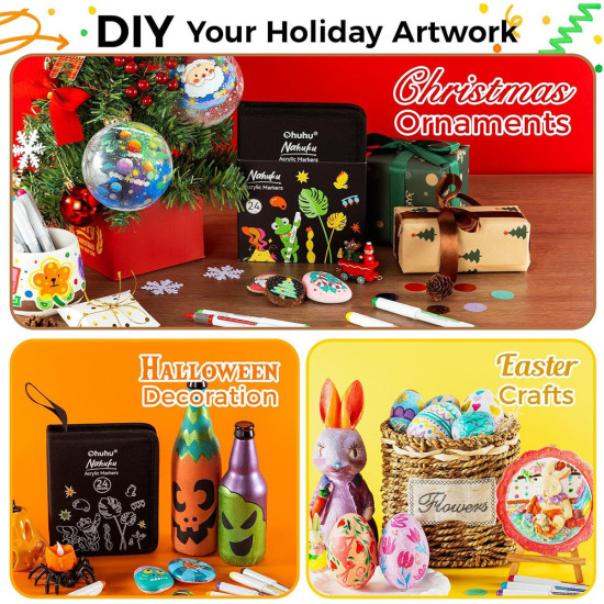 Μαρκαδόροι ακρυλικού πινέλου Ohuhu Direct-ink Nahuku – σετ 24 χρωμάτων σε μαύρη θήκη Μαρκαδόροι ακρυλικού πινέλου Ohuhu Direct-ink Nahuku – σετ 24 χρωμάτων σε μαύρη θήκη