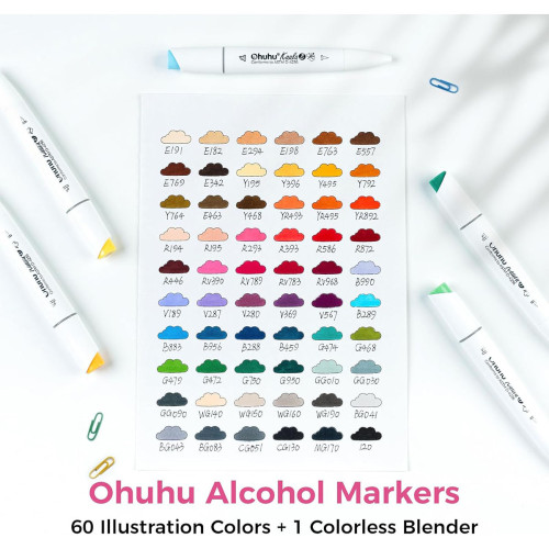 Ohuhu Kaala Alcohol Markers Σετ 60 Χρωμάτων Slim Chisel & Mini Brush