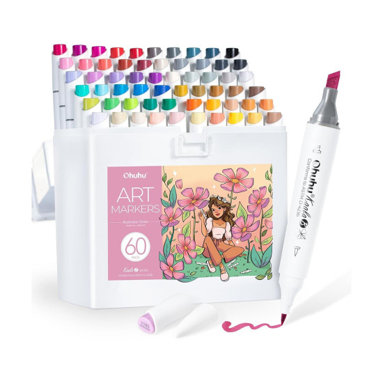 Ohuhu Kaala Alcohol Markers Σετ 60 Χρωμάτων Slim Chisel & Mini Brush