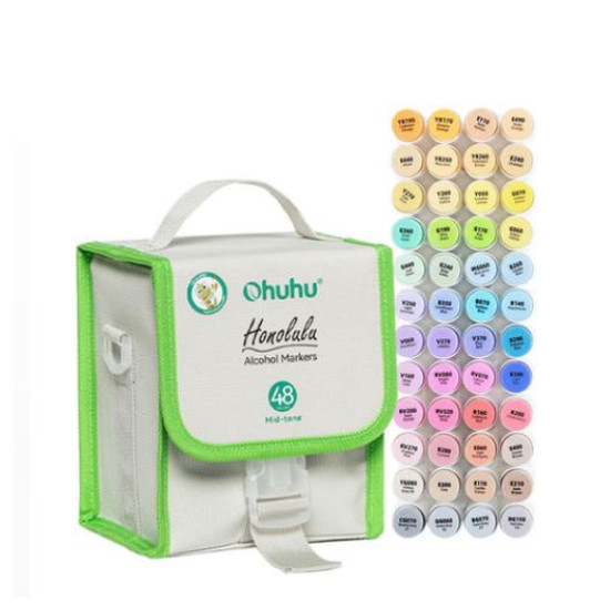 ΜΑΡΚΑΔΟΡΟΙ OHUHU HONOLULU ALCOHOL ART MARKERS ΜΕ ΔΙΠΛΗ ΜΥΤΗ ΤΕΤΡΑΓΩΝΗ-ΠΙΝΕΛΟ (CHISEL-BRUSH) ΣΕΤ 48 ΧΡΩΜΑΤΑ Y30-80403-66