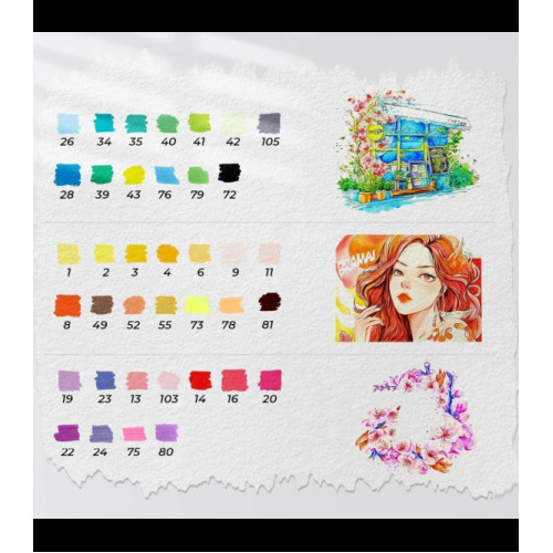 Μαρκαδόροι Ohuhu για Journaling 40 Χρώματα Μαρκαδόροι Τέχνης Dual Tips Extra Fine & Brush Pens Y30-80601-06