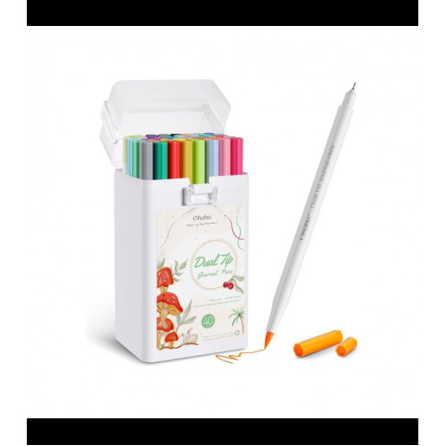 Μαρκαδόροι Ohuhu για Journaling 40 Χρώματα Μαρκαδόροι Τέχνης Dual Tips Extra Fine & Brush Pens Y30-80601-06