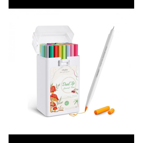 Μαρκαδόροι Ohuhu για Journaling 40 Χρώματα Μαρκαδόροι Τέχνης Dual Tips Extra Fine & Brush Pens Y30-80601-06 Μαρκαδόροι Ohuhu για Journaling 40 Χρώματα Μαρκαδόροι Τέχνης Dual Tips Extra Fine & Brush Pens Y30-80601-06