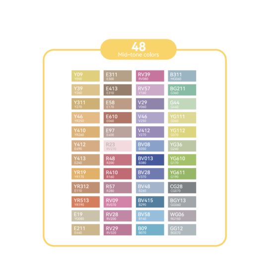 Οhuhu Honolulu B Alcohol Art Markers Σετ 48 Mid-tone Μαρκαδόρων Brush & Fine