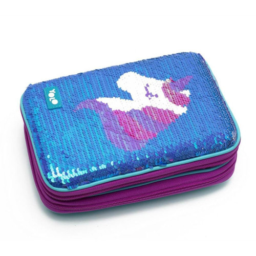 Yolo Κασετίνα Διπλή - Sequin με Μονόκερο