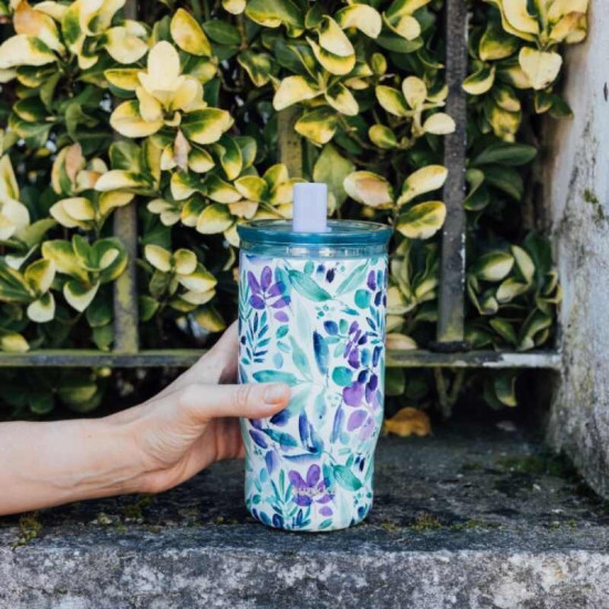 QUOKKA Tumbler με Καλαμάκι Violet Blooms 720ml – 40165 QUOKKA Tumbler με Καλαμάκι Violet Blooms 720ml – 40165
