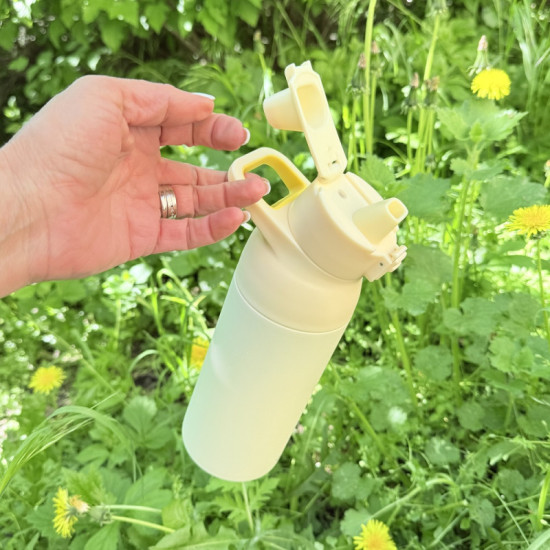 QUOKKA Μπουκάλι Θερμός με Στόμιο απο Ανοξείδωτο Ατσάλι Κίτρινο Παστέλ 700ml – 40314