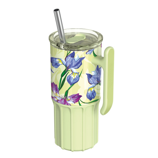 QUOKKA STAINLESS STEEL RAMBLER ΚΟΥΠΑ ΜΕ ΒΑΣΗ ΣΙΛΙΚΟΝΗΣ 720ml - GREEN TEA (#40089)