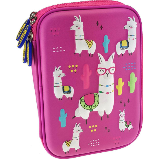 Κασετίνα Σχολική Διπλή Γεμάτη  Llama Love 3D Φούξια