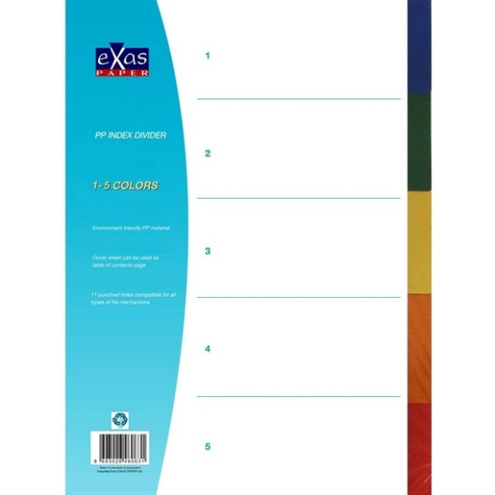 Διαχωριστικά 5 Θέσεων PP A4 Χρωματιστά