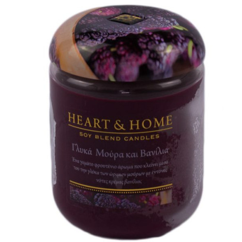 Heart & Home Αρωματικό Κερί Μεσαίο Γλυκά Μούρα & Βανίλια 115gr