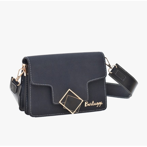 Τσάντα ώμου με γεωμετρικό διακοσμητικό κούμπωμα