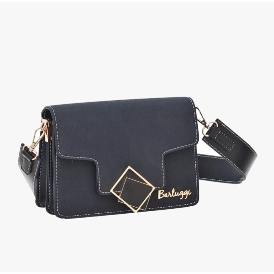 Τσάντα ώμου με γεωμετρικό διακοσμητικό κούμπωμα