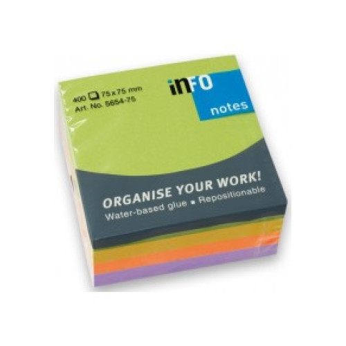 INFO NOTES ΧΑΡΤΑΚΙΑ ΚΥΒΟΣ 4 ΧΡΩΜΑΤΑ SPRING 75X75MM 400Φ